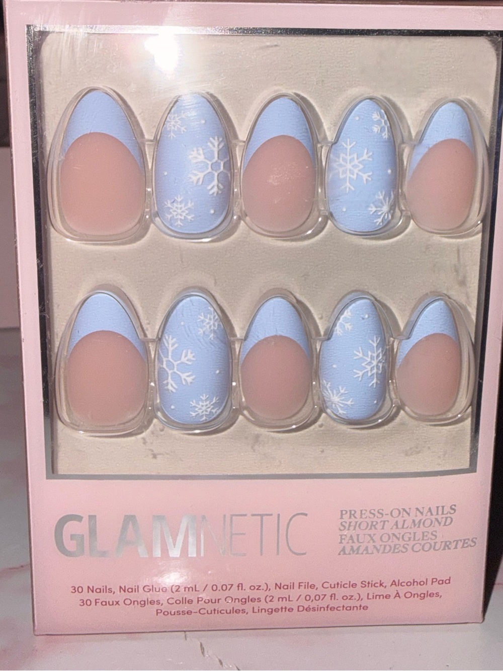Glamnetic “Snow Bunny” Press-On Short Almond Nails